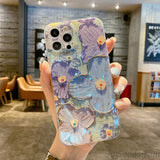 Classy Colorful Flowers Floral Painting Case With Built-in Glitter Lens Protector