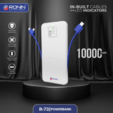 RONIN R-73 10000mAh Power Bank With In-Built Cables